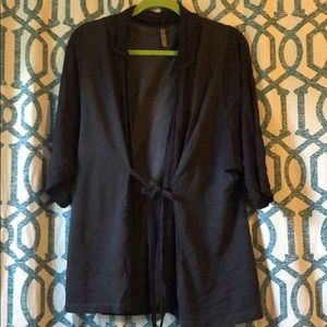 XCVI tie front sweater sz medium dark brown